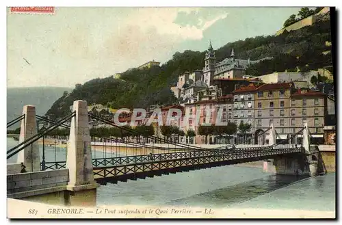 Cartes postales Pont suspendu et le Quai Perriere Grenoble