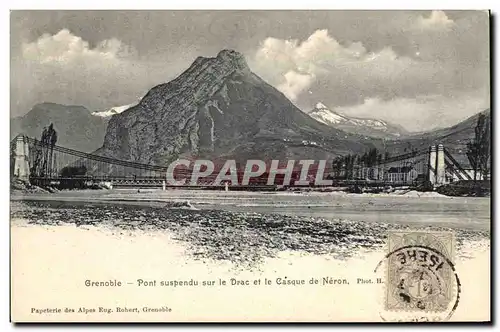 Cartes postales Pont suspendu sur le Drac et le casque de Neron Grenoble