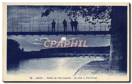 Ansichtskarte AK Pont Agen Tablier du pont suspendu Au fond le pont canal