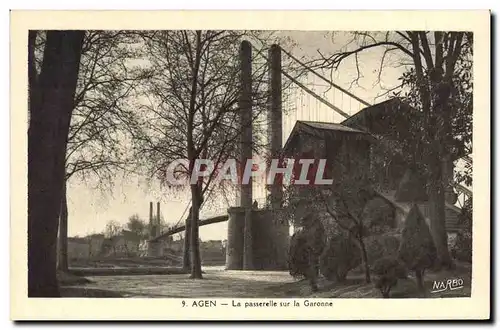 Cartes postales Pont Agen La passerelle sur la Garonne