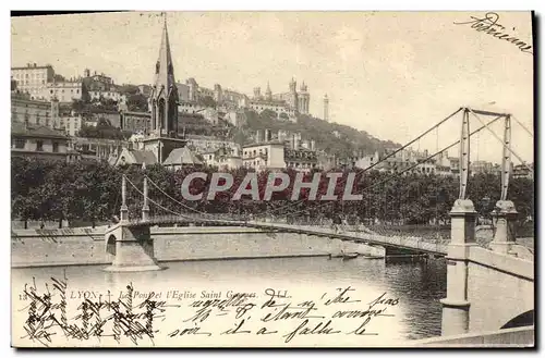Cartes postales Pont Lyon Le pont et l&#39eglise Saint Georges