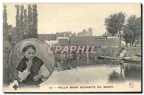 Ansichtskarte AK Folklore Mille bons souhaits du Berry Enfant