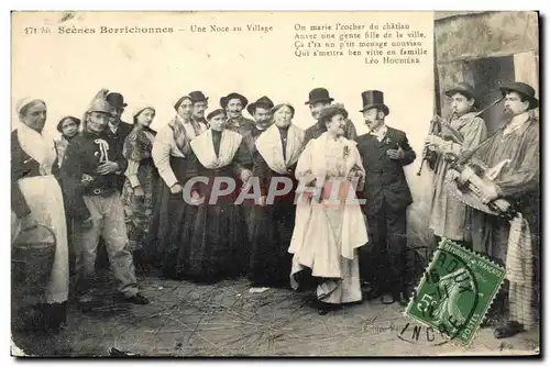 Cartes postales Folklore Scenes Berrichonnes Une noce au village Mariage