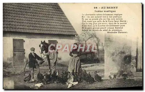 Ansichtskarte AK Folklore Au Berry Scene rustique Poules