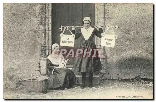 Cartes postales Folklore Enfants La Vallee noire Souvenir de Berry