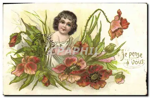 Cartes postales Fantaisie Fleurs Enfant