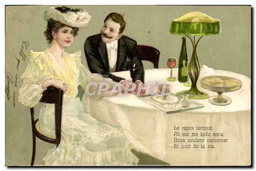 Cartes postales Fantaisie Femme Le repas est termine