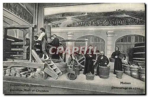 Cartes postales Folklore Vin Vendange Champagne Exposition de Bruxelles 1910 Pavillon Moet & Chandon Moines Pres