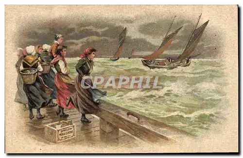 Cartes postales Publicite Chicoree Moka Leroux Bateau de peche