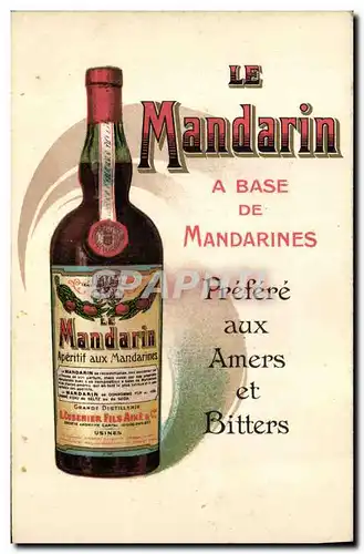 Cartes postales Publicite Le Mandarin A base de mandarines Aperitif Alcool Cusenier Fils Prado Marseille Paris C