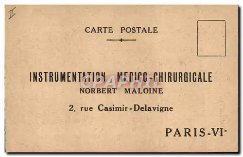 Cartes postales Publicite Instrumentation Medico Chrirurgicale Norbert Maloine Rue Casimir Delavigne Paris 6eme