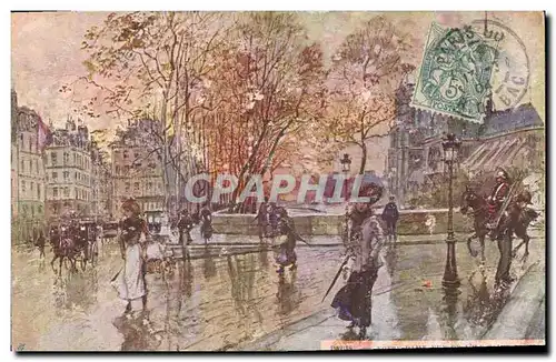 Ansichtskarte AK Fantaisie Illustrateur Stein Paris Notre Dame vue de l&#39ile Saint Louis