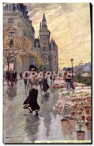 Ansichtskarte AK Fantaisie Illustrateur Stein Paris Conciergerie Marche aux fleurs