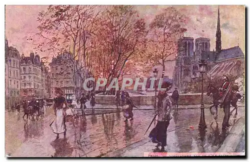 Ansichtskarte AK Fantaisie Illustrateur Stein Paris Notre Dame vue de l&#39Ile Saint Louis