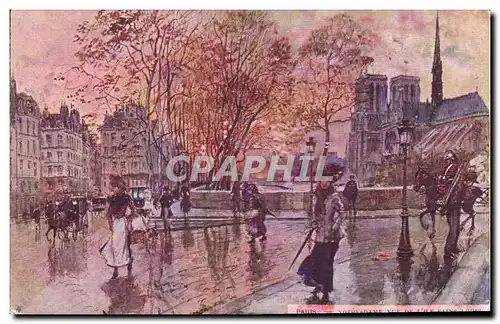 Cartes postales Fantaisie Illustrateur Stein Paris Notre Dame vue de l&#39Ile Saint Louis