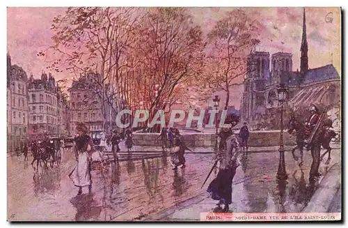Ansichtskarte AK Fantaisie Illustrateur Stein Paris Notre Dame vue de l&#39Ile Saint Louis