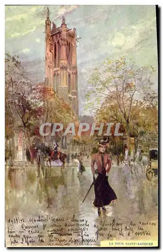 Ansichtskarte AK Fantaisie Illustrateur Stein Paris La Tour Saint Jacques