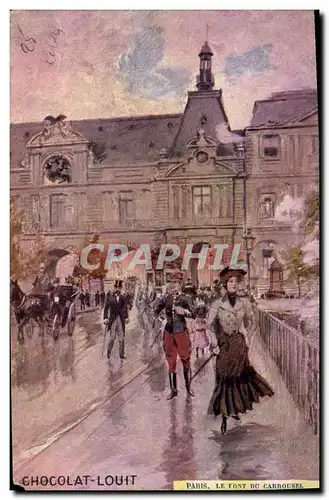 Ansichtskarte AK Fantaisie Illustrateur Stein Paris Le Pont du Carrousel Chocolat Louit