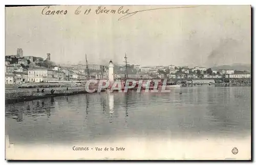 Cartes postales Phare Cannes Vue de la jetee Voilier Bateau