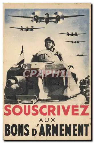 Cartes postales moderne Militaria Souscrivez aux bons d&#39armement Avions Tank Char d&#39assaut