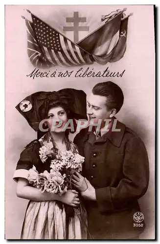 Cartes postales moderne Militaria Merci aux Liberateurs Croix de Lorraine Femme