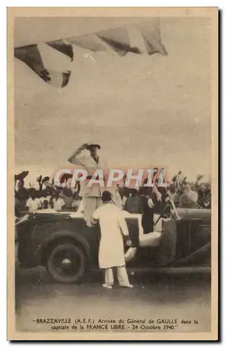 Moderne Karte Militaria Brazzaville AEF Arrivee du General de Gaulle dans la capitale de la France Libre 24 oc