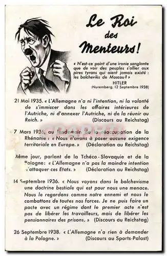 Cartes postales moderne Militaria Le roi des Menteurs Adolf Hitler Nazi