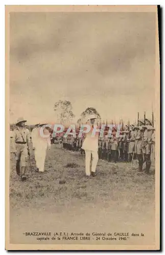 Moderne Karte Militaria Brazzaville AEF Arrivee du General de Gaulle dans la capitale de la France Libre 24 oc