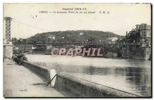 Cartes postales Pont Creil Le nouveau pont de fer vu d&#39aval