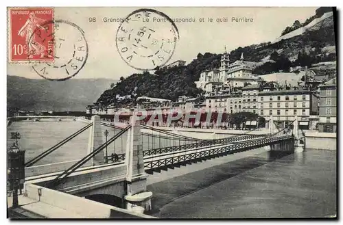 Ansichtskarte AK Pont suspendu et le Quai Perriere Grenoble