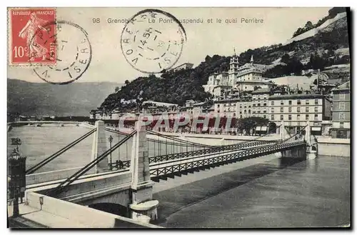 Cartes postales Pont suspendu et le Quai Perriere Grenoble