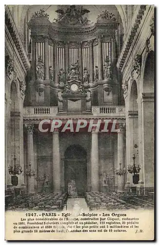 Cartes postales Orgue Paris Eglise St Sulpice Les orgues