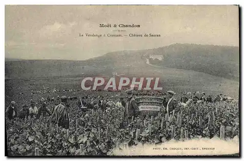 Cartes postales Folklore Vin Vendange Champagne Moet & Chandon La vendange a Cramant Cahteau de Saaran