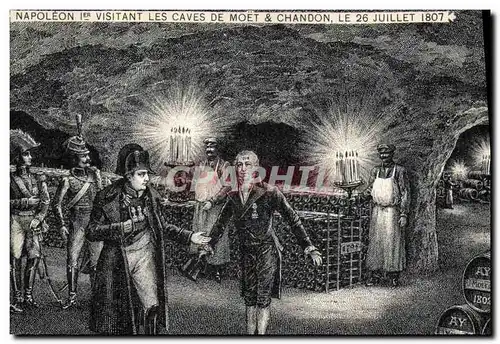 Cartes postales Folklore Vin Vendange Champagne Napoleon 1er visitant les caves de Moet & Chandon
