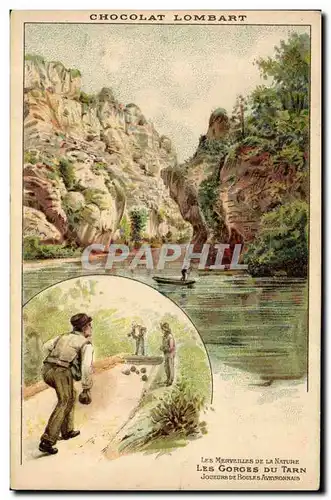 Ansichtskarte AK Publicite Chocolat Lombart Les gorges du Tarn Joueurs de boules Aveyronnais