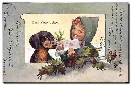 Cartes postales Illustrateur Fantaisie Enfant Chien