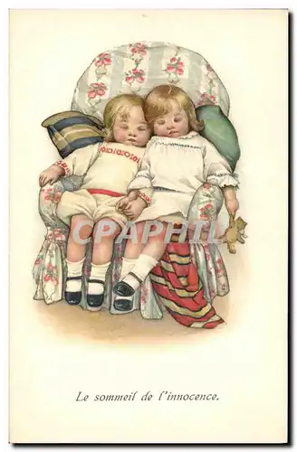 Cartes postales Illustrateur Fantaisie Enfants Le sommeil de l&#39innocence Ours Peluche