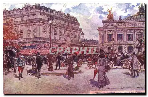 Cartes postales Paris Illustrateur L&#39Opera et la Place de l&#39Opera