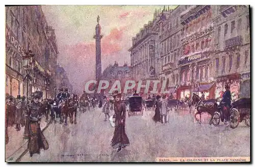 Cartes postales Paris Illustrateur La colonne et la Place Vendome