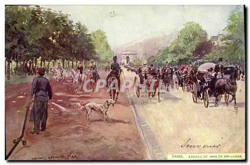 Ansichtskarte AK Paris Illustrateur Avenue du Bois de Boulogne