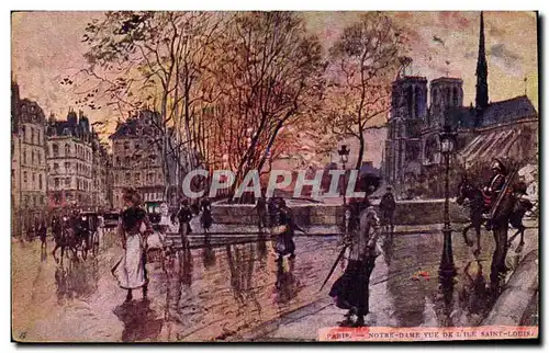 Cartes postales Paris Illustrateur Notre Dame vue de l&#39ile Saint Louis