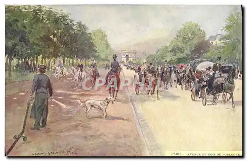 Ansichtskarte AK Paris Illustrateur Avenue du Bois de Boulogne Chien Arc de Triomphe