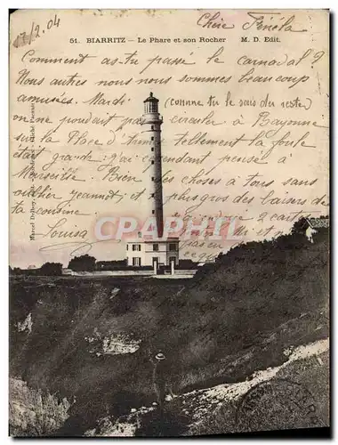 Cartes postales Phare Biarritz Le phare et son rocher