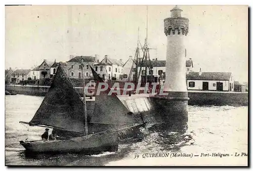 Ansichtskarte AK Phare Port Haliguen Quiberon Bateau