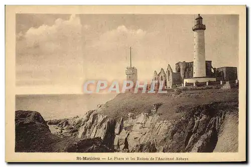 Ansichtskarte AK Phare St Mathieu Le phare et les ruines de l&#39ancienne abbaye