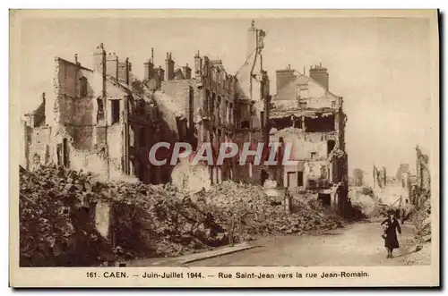 Cartes postales Militaria Caen Juin Juillet 1944 Rue Saint Jean vers le rue Jean Romain