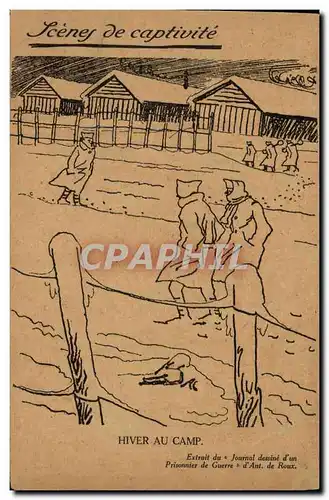 Cartes postales Militaria Scenes de captivite Hiver au camp
