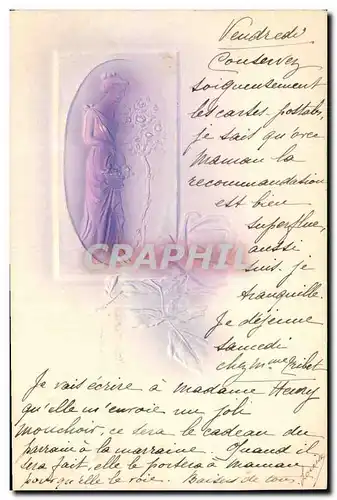 Cartes postales Fantaisie Fleurs Femme (en relief)