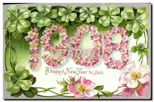 Cartes postales Fantaisie Fleurs Annee 1908 Trefles