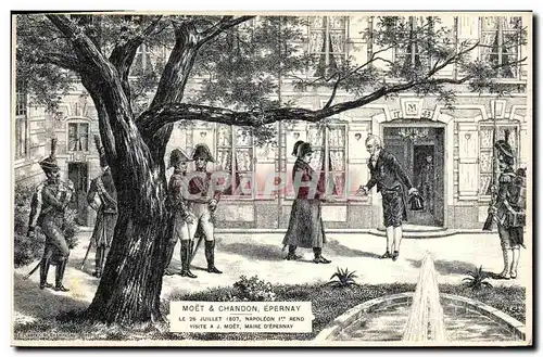 Cartes postales Folklore Vin Vignoble Vendanges Champagne Moet et Chandon Epernay Napoleon 1er rend visite a J M
